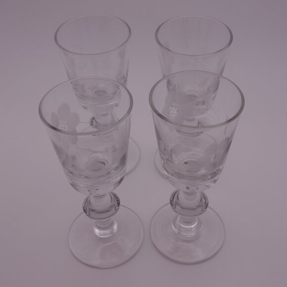 Set of Four(4) Small Delicate Glasses with Pattern - Picture 2 of 16